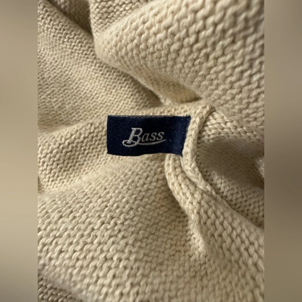 G.H. Bass Sweater Men's Size XXL Pullover 100% Cotton Beige 1/4 Zip
